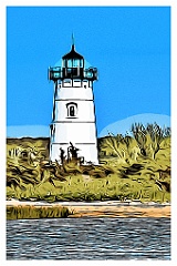 Edgartown Harbor Lighthouse Tower -Digital Painting